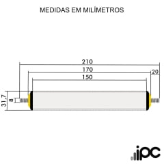 Rolete de Aço - Diâmetro 31,7 mm - Comprimento útil de 150 mm