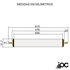 Rolete de Aço - Diâmetro 31,7 mm - Comprimento útil de 550 mm