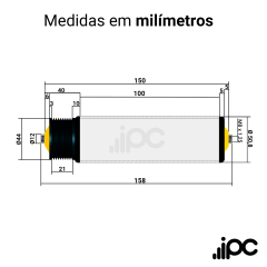 Rolete de Aço - Poly Vee - Diâmetro de 50,8 mm - Comprimento útil de 100 mm