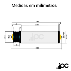 Rolete de Aço - Poly Vee - Diâmetro de 50,8 mm - Comprimento útil de 200 mm
