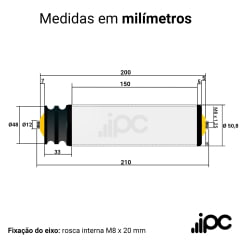 Rolete de Aço - Poly Cord - 2 Canais - Diâmetro de 50,8 mm - Comprimento útil de 150 mm