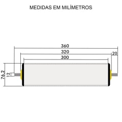 Rolete de Aço - Diâmetro 76,2 mm - Comprimento útil de 300 mm