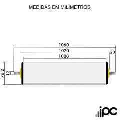 Rolete de Aço - Diâmetro 76,2 mm - Comprimento útil de 1.000 mm