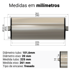  Rolete de Carga - Diâmetro 101,6 mm - Comprimento útil 235 mm