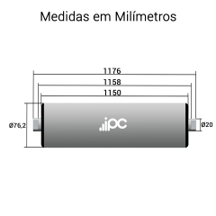 Rolete de Retorno - Diâmetro tubo 76,2 mm - Comprimento tubo 1150 mm