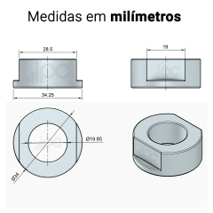 Kit com 10 Peças de Encaixe Faço em Zamak para roletes de carga