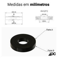 Kit com 10 Labirintos de Vedação para Roletes - Rolamento Ø 47 mm / Eixo Ø 20 mm