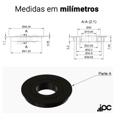 Kit com 10 Labirintos de Vedação para Roletes - Rolamento Ø 47 mm / Eixo Ø 20 mm