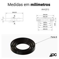 Kit com 10 Labirintos de Vedação para Roletes - Rolamento Ø 47 mm / Eixo Ø 20 mm