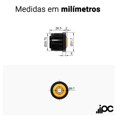 Mancal para tubo industrial - Diâmetro 31,7 mm - Espessura de 1,50 mm - Eixo 8 mm