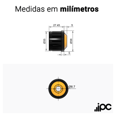 Mancal para tubo industrial - Diâmetro 38,1 mm - Espessura de 1,50 mm - Eixo 8 mm