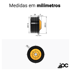 Mancal para tubo industrial - Diâmetro 50,8 - Espessura de 1,50 mm - Eixo 8 mm
