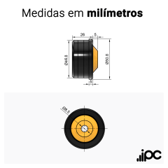 Mancal para tubo industrial - Diâmetro 50,8 - Espessura de 2,00 mm - Eixo 8 mm