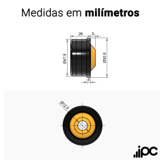 Mancal para tubo industrial - Diâmetro 50,8 mm - Espessura de 1,50 mm - Eixo 12 mm