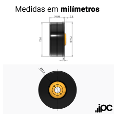 Mancal para tubo industrial - Diâmetro 76,2 mm - Espessura de 2,00 mm - Eixo 12 mm