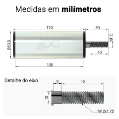 Rolete Guia para Correia Transportadora - Diâmetro 63,5 mm