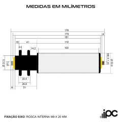 Rolete de PVC com Engrenagem Dupla - Comprimento útil de 100 mm