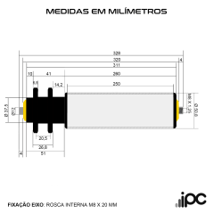 Rolete de PVC com Engrenagem Dupla - Comprimento útil de 250 mm