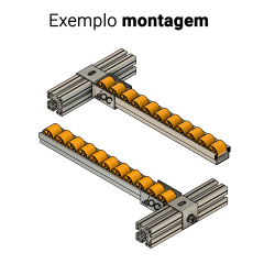 Suporte em aço para montagem de Trilho Roletado Flow Rack de 65 Kgf