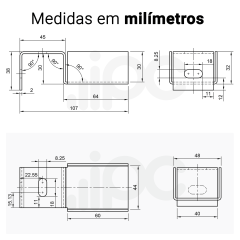 Suporte em aço para montagem de Trilho Roletado Flow Rack de 65 Kgf