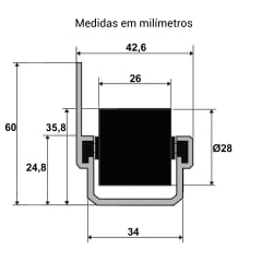 Trilho Roletado com ABA para 45 Kg - 1,00 Metro