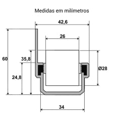 Trilho Roletado com ABA para 45 Kg - 3,00 Metros