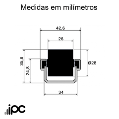 Trilho Roletado Flow Rack para 45 Kg - 1,00 Metro