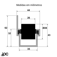 Trilho Roletado com ABA para 65 Kg - 1,00 Metro