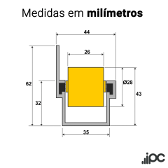 Trilho Roletado com ABA para 65 Kg - 1,00 Metro