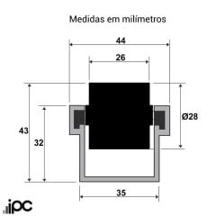 Trilho Roletado Flow Rack para 65 Kg - 1,00 Metro